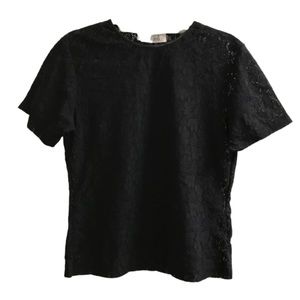 Rafaella Black Stretch Lace Top M